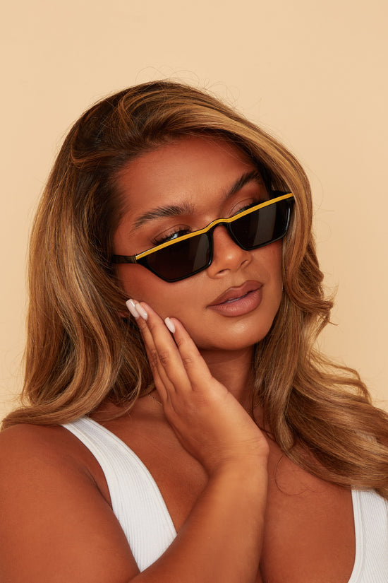Slim Yellow Colour-block Sunglasses