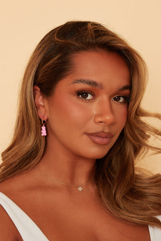 Pink Bear-drop Earrings