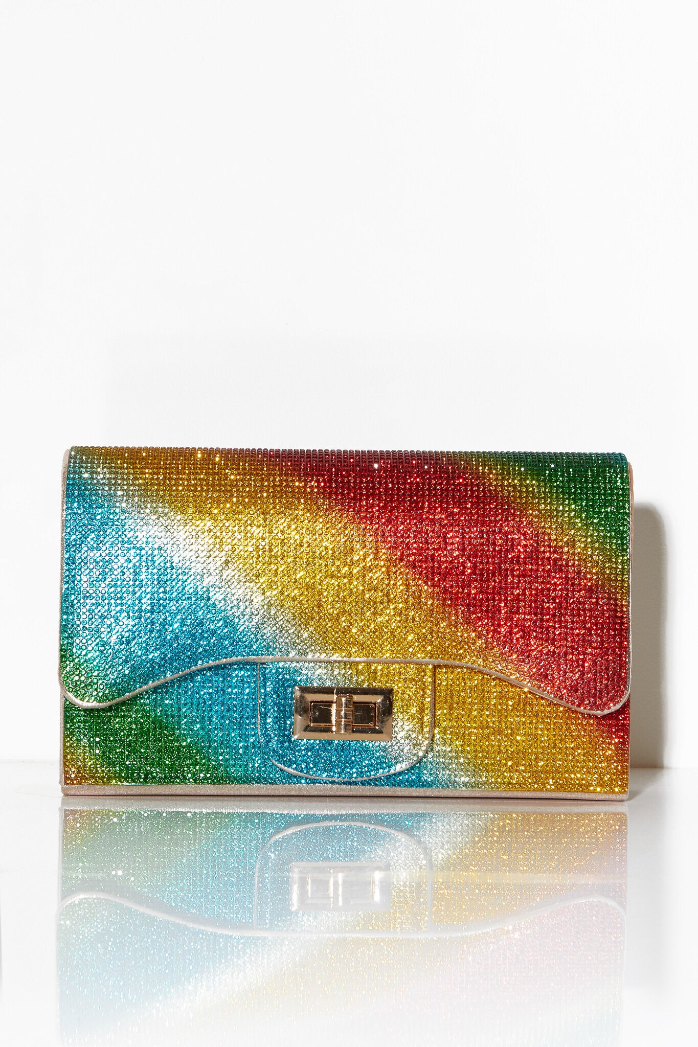 Rainbow Crystal Embellished Shoulder Bag