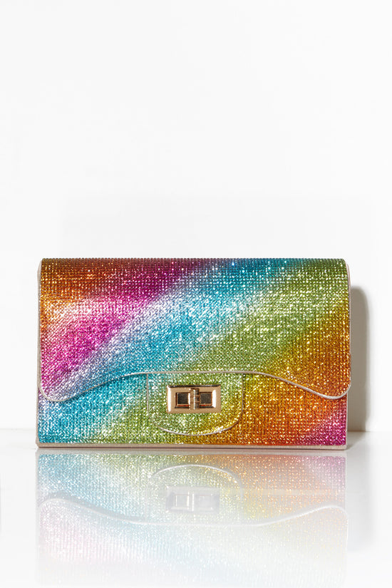 Rainbow Crystal Embellished Shoulder Bag