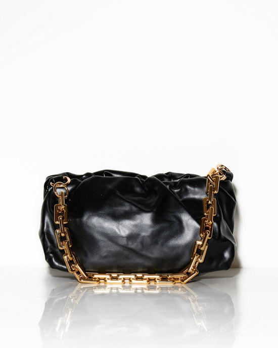 Places To Be Dumpling Clutch Bag With Acrylic Chain - Black