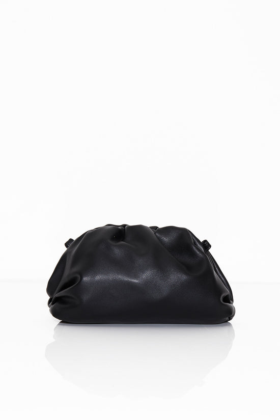Black Mini Faux Leather Dumpling Bag