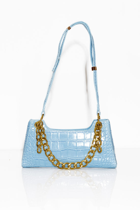 Freya Chain Baguette Bag - Blue