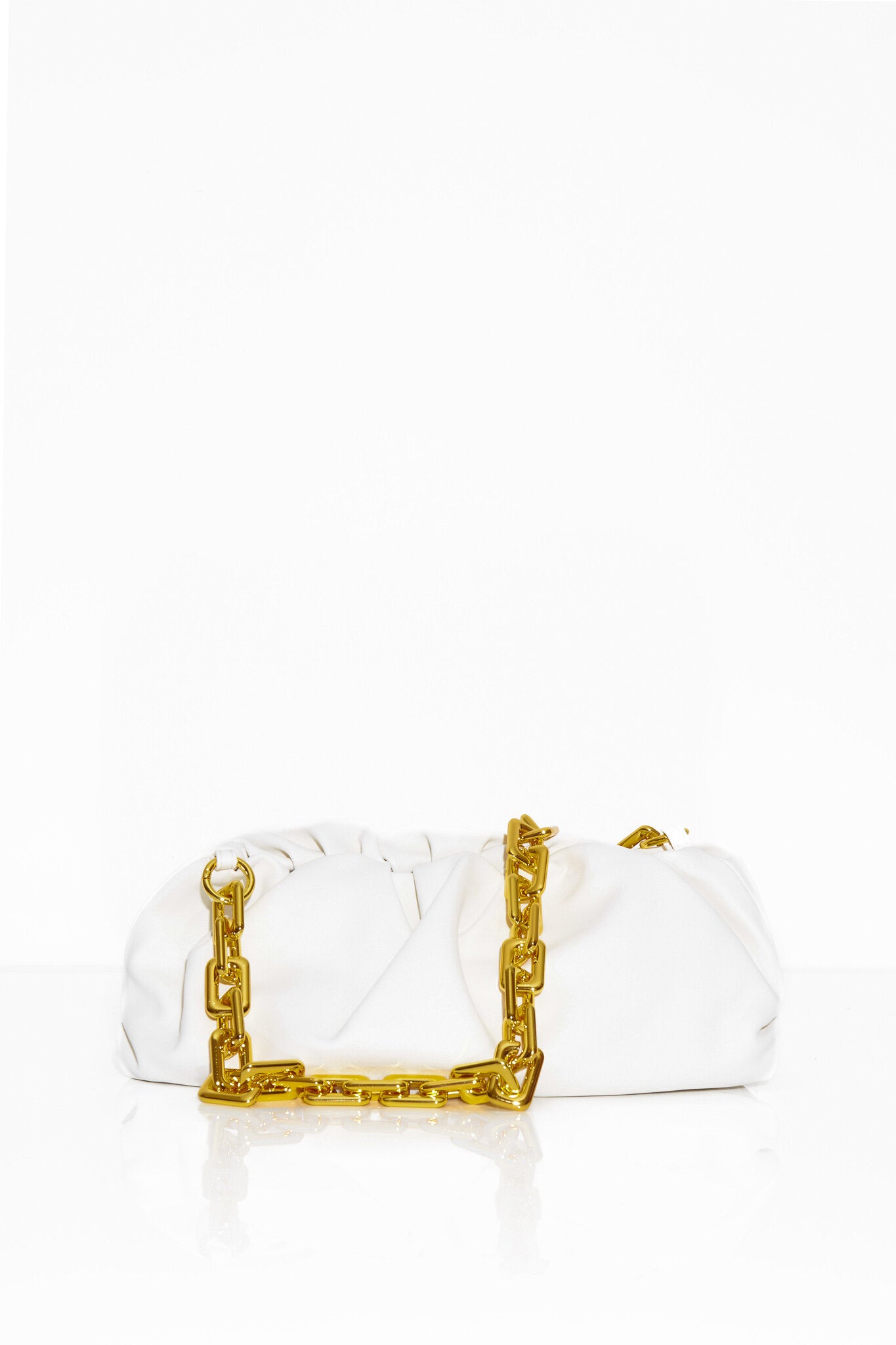 India Large Dumping Bag With Metal Chain- White