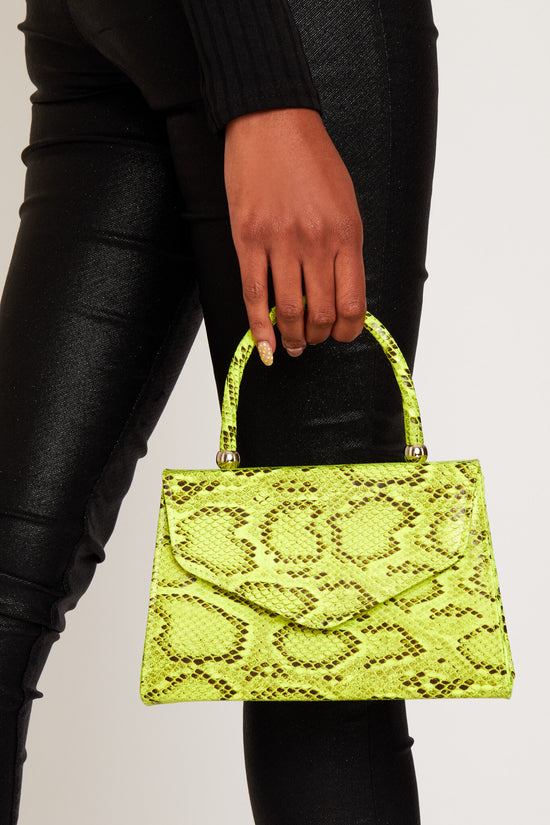 Lucine Croc Grab Bag - Neon Yellow