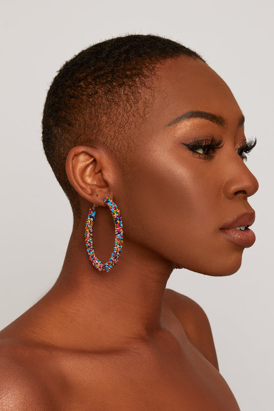 Multi Beaded Hoop Earrings