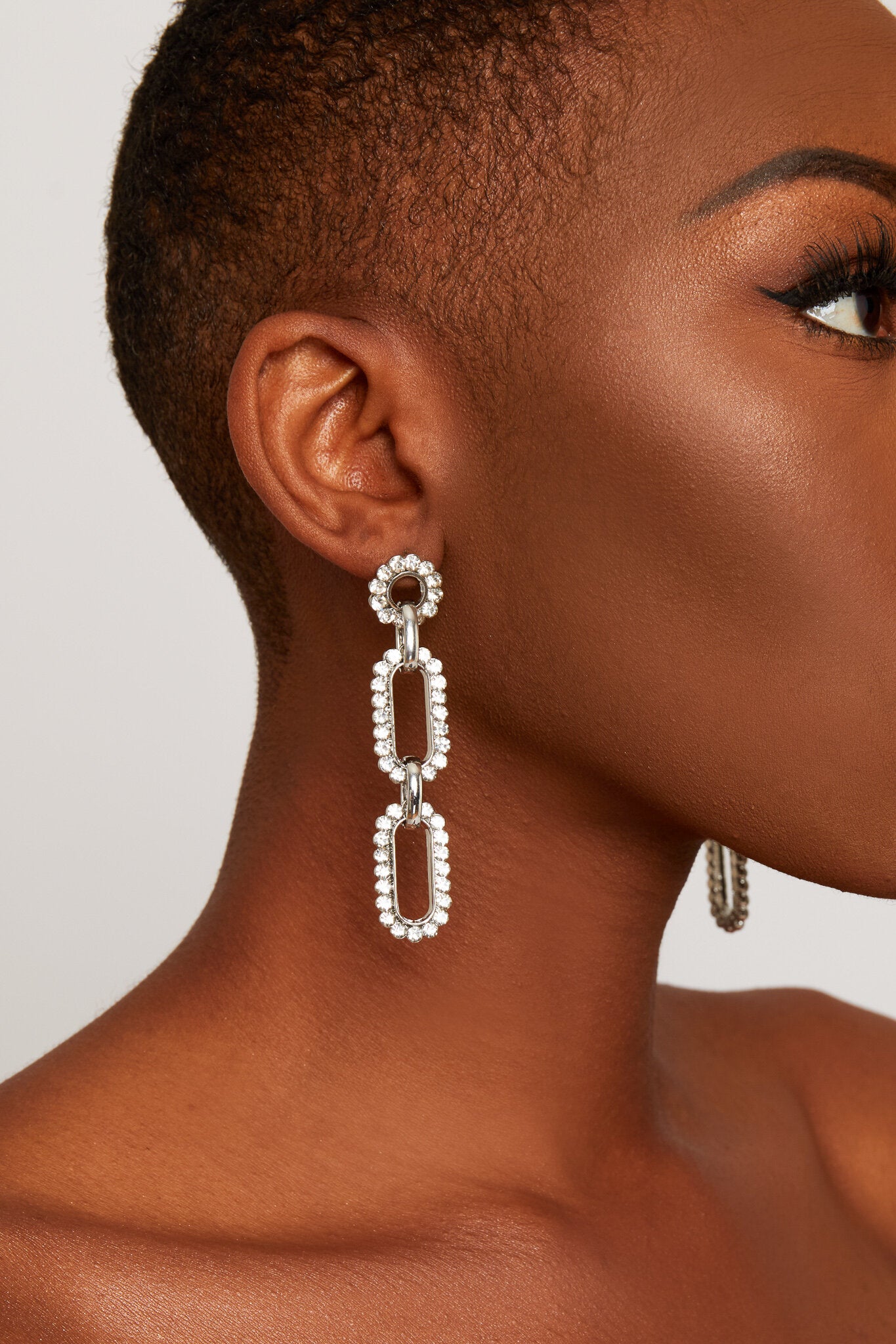 Silver Diamanté Chain-Link Drop Earrings