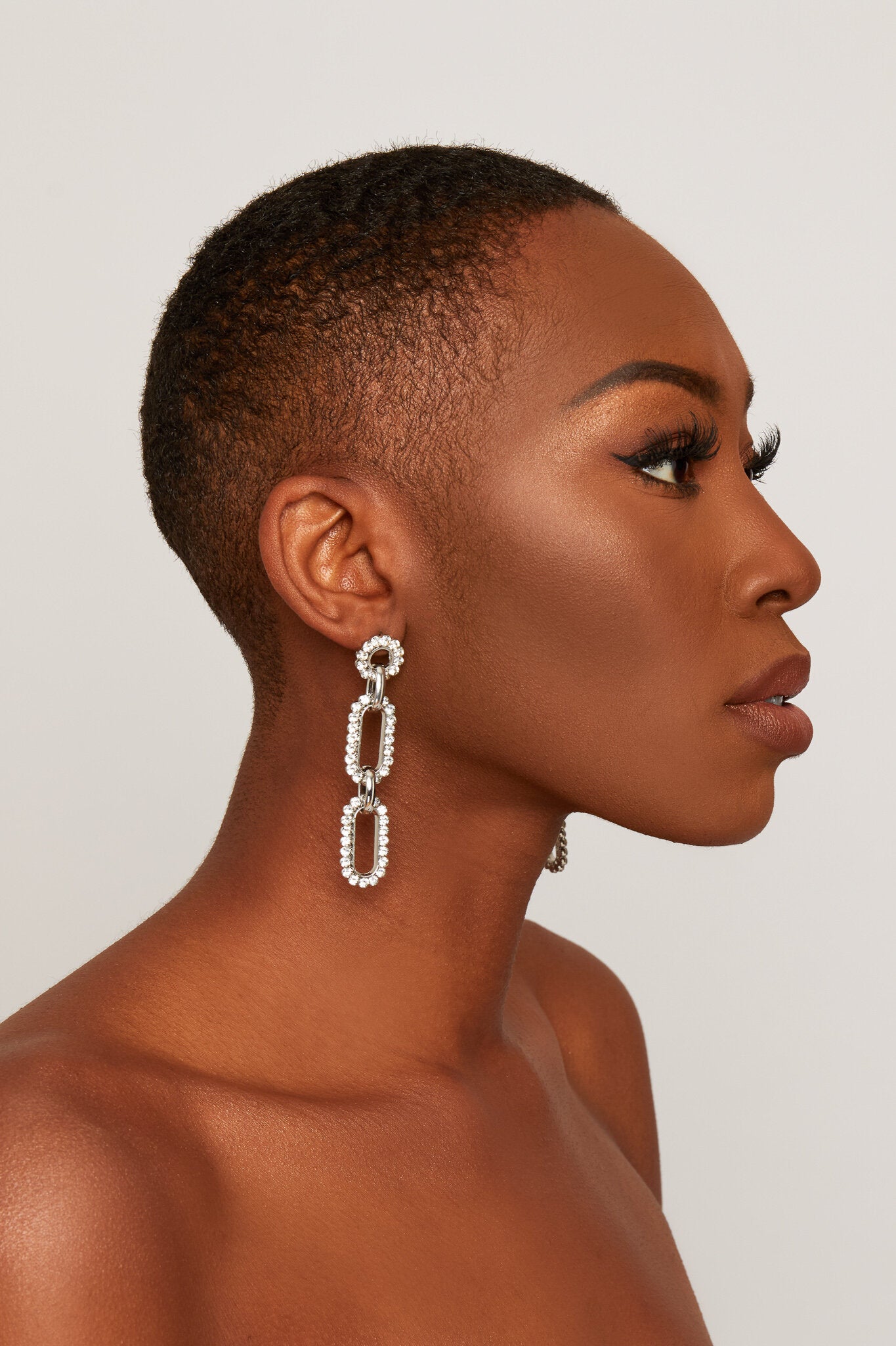 Silver Diamanté Chain-Link Drop Earrings