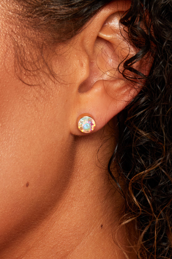 Iridescent Stone Stud Earrings