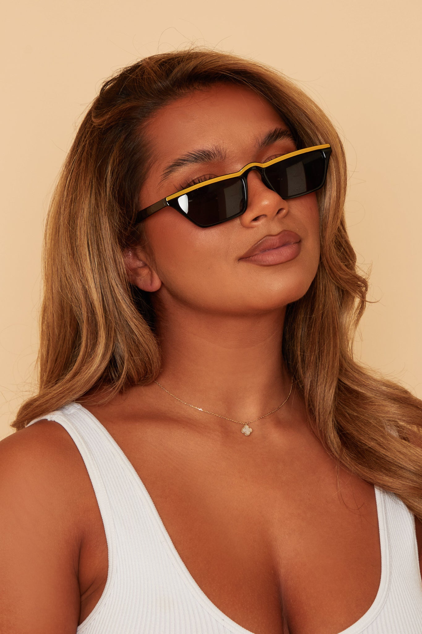 Slim Yellow Colour-block Sunglasses
