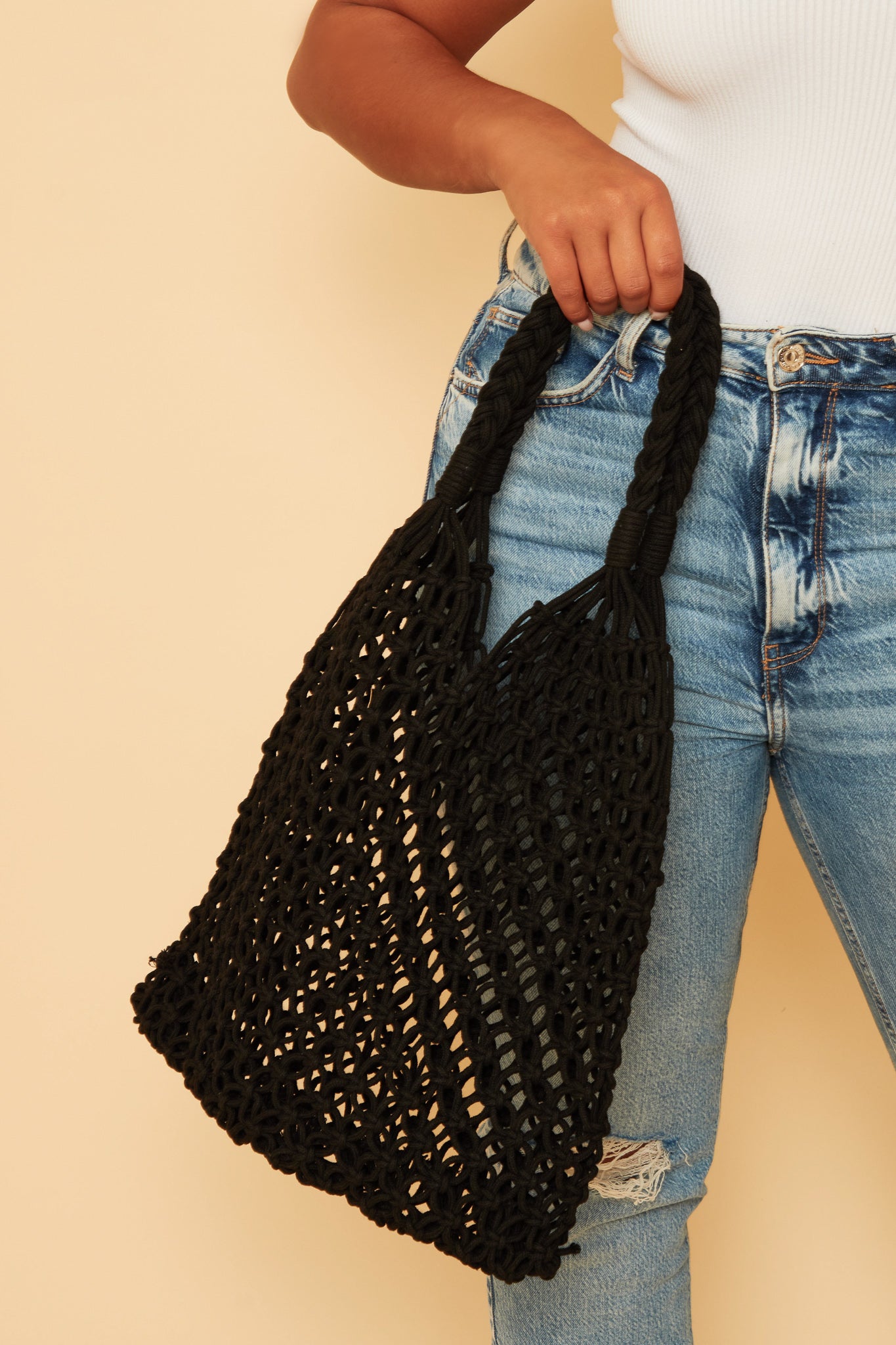 Black String Shopper Bag