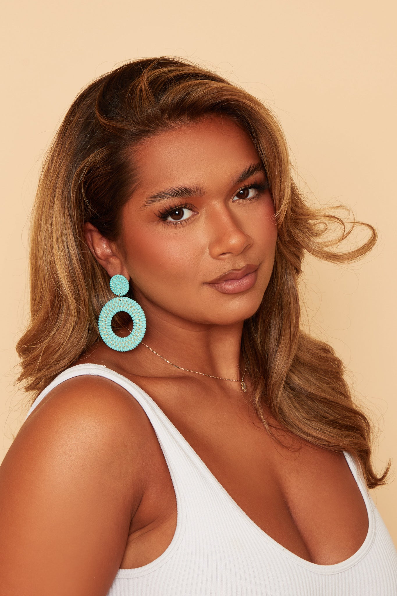 Turquoise Woven Bead Earrings