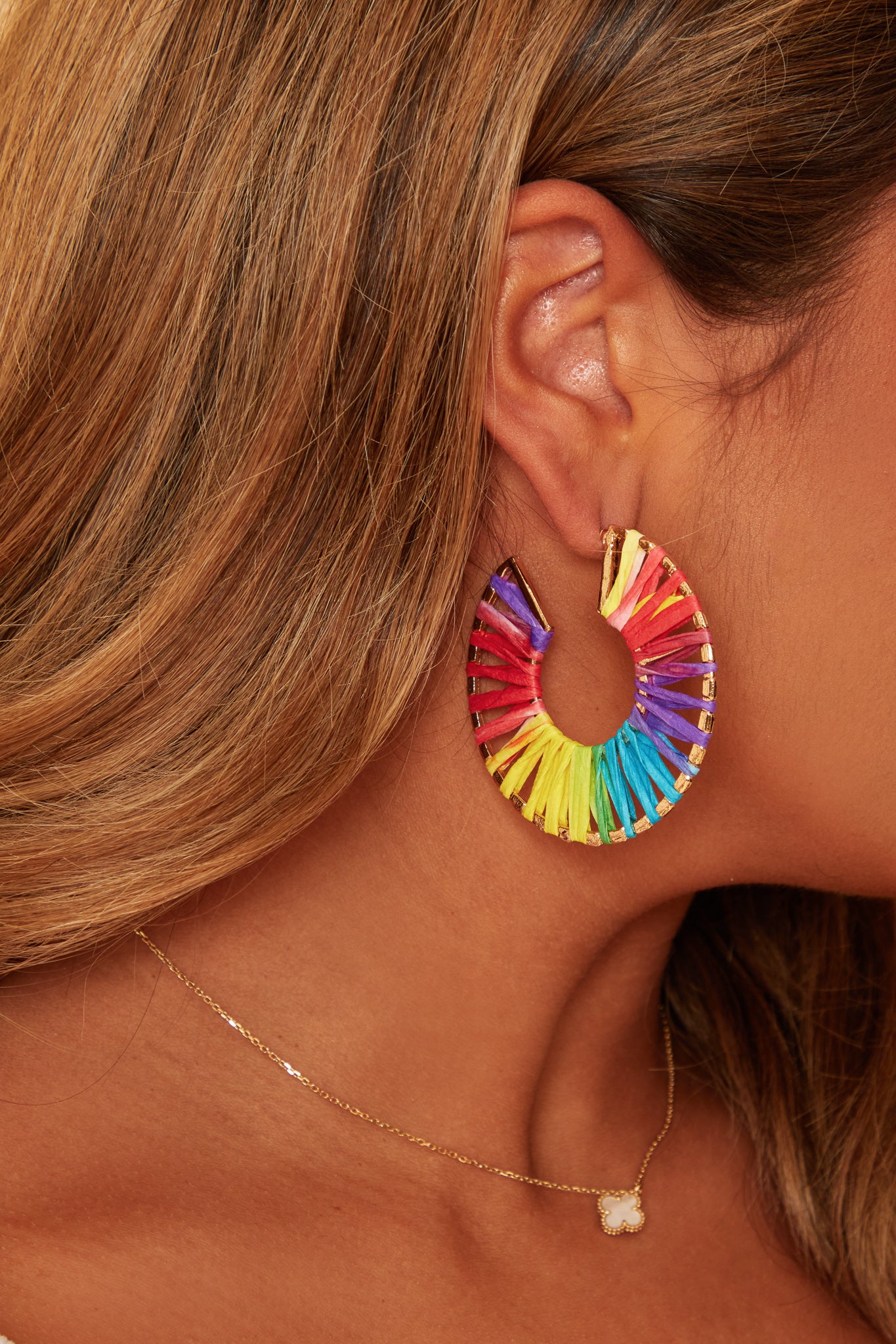 Multicolour Woven Hoop Earrings