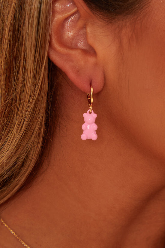 Pink Bear-drop Earrings